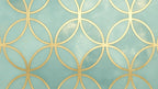 Geometric Mural Wallpaper With Art Deco Gold Circles On A Mint Green Background - Image 2