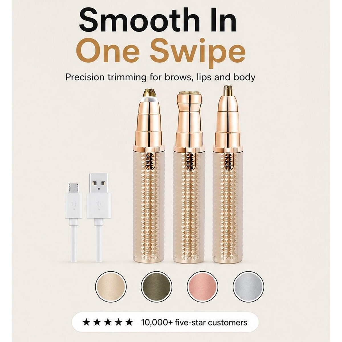Glidara 3-in-1 Painless Precision Trimmer For Brows Face & Body - Image 1