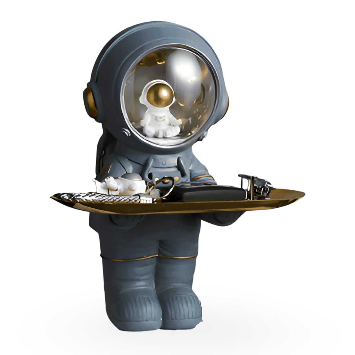 Gray Astronaut Decorative Tray With LED Light And Resin Storage Design - Image 8