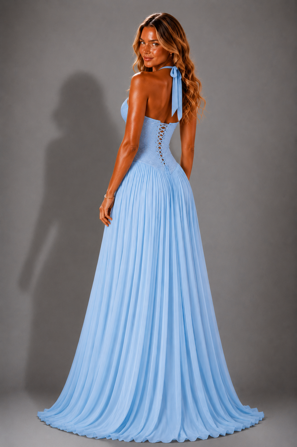 NOVA | Halterneck Corset Maxi Dress | Women’s Elegant Evening Dress