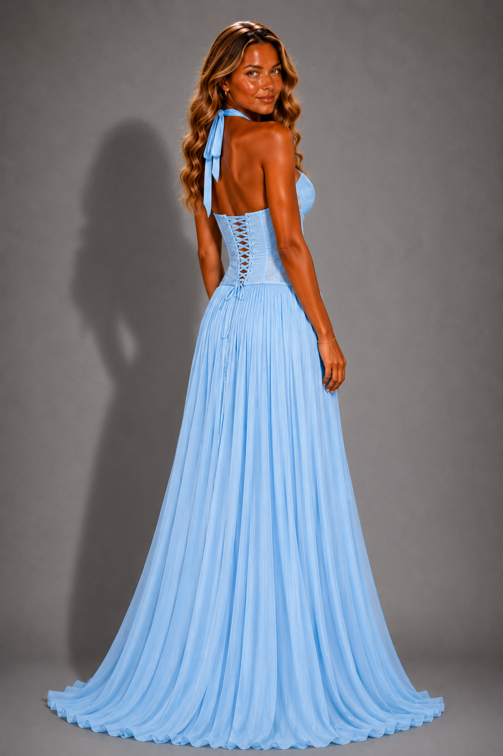 NOVA | Halterneck Corset Maxi Dress | Women’s Elegant Evening Dress