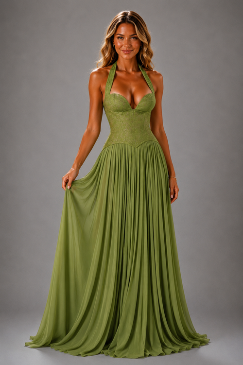 NOVA | Halterneck Corset Maxi Dress | Women’s Elegant Evening Dress