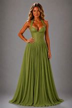NOVA | Halterneck Corset Maxi Dress | Women’s Elegant Evening Dress