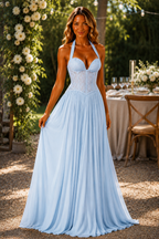 NOVA | Halterneck Corset Maxi Dress | Women’s Elegant Evening Dress