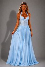 NOVA | Halterneck Corset Maxi Dress | Women’s Elegant Evening Dress