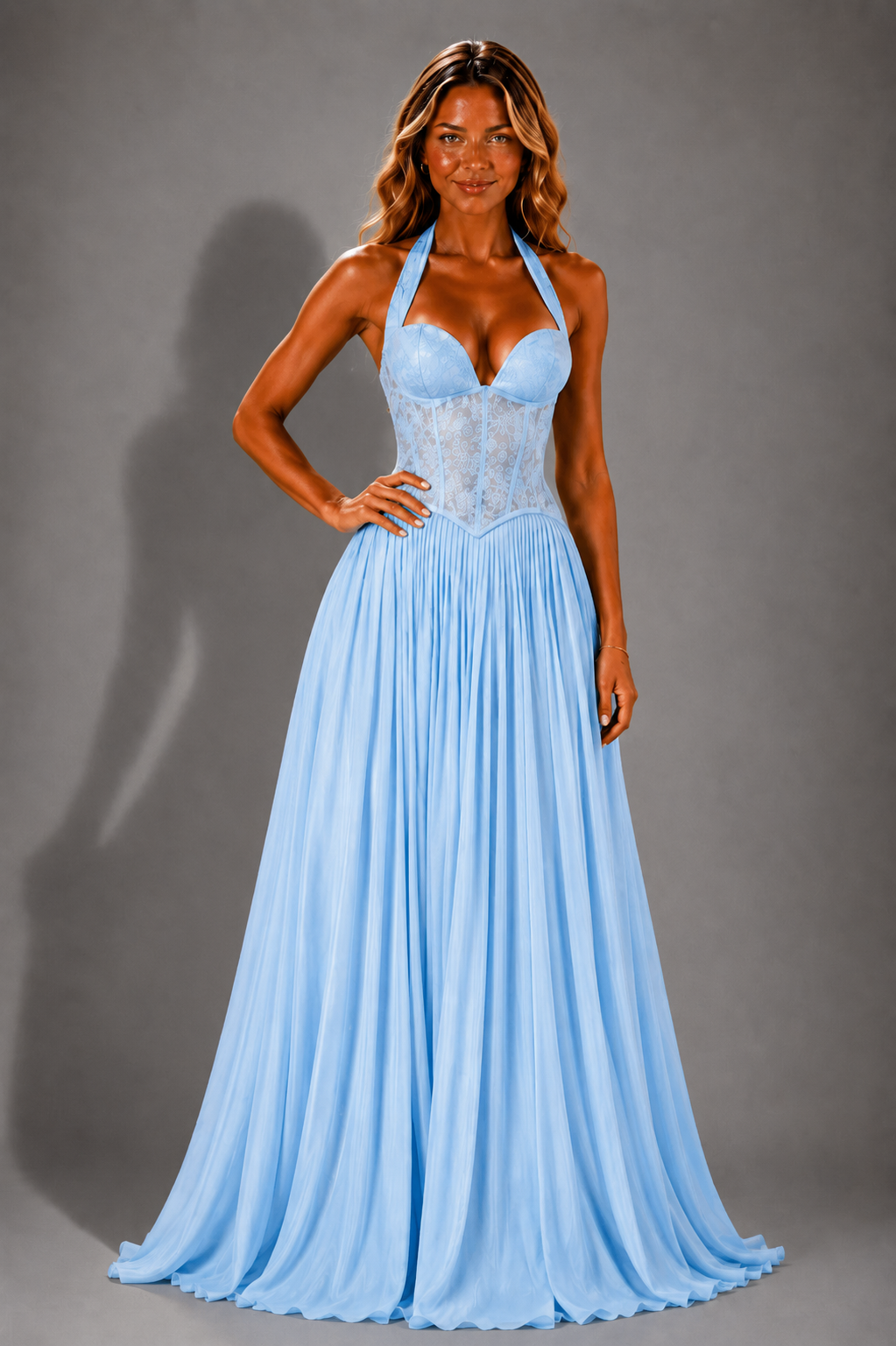 NOVA | Halterneck Corset Maxi Dress | Women’s Elegant Evening Dress