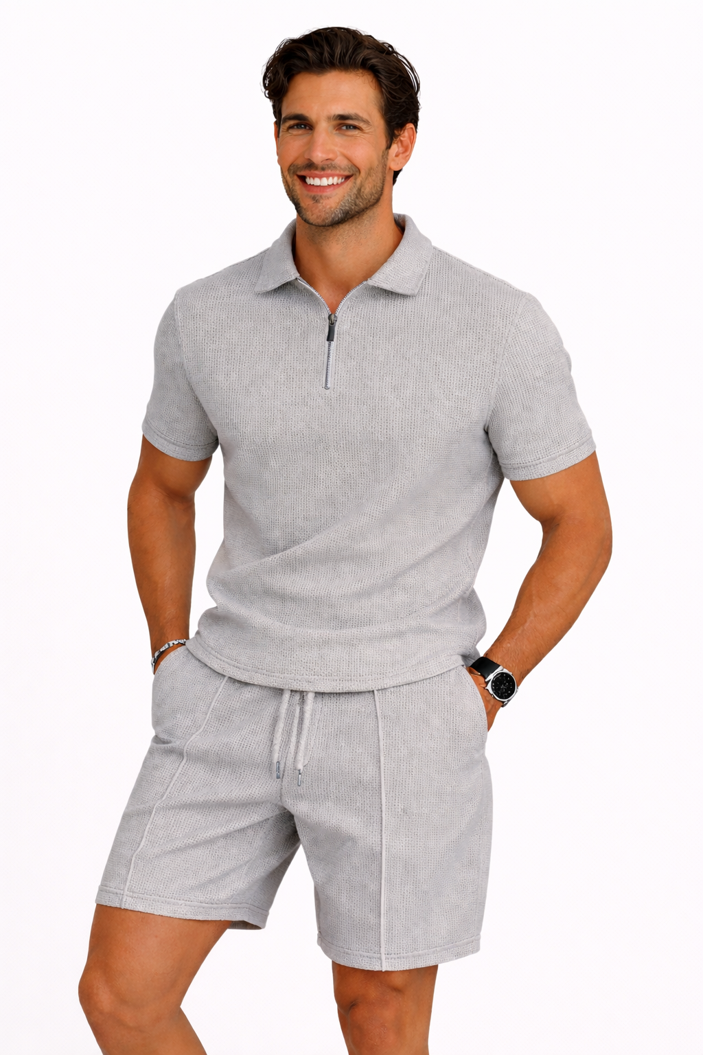 NOVA | Men's Breathable Cotton Co-Ord Set | Relaxed Fit Polo Shirt and Shorts for Summer