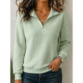 Half Zip Sweatshirt with Quilted Relaxed Fit and Collar - Image 1