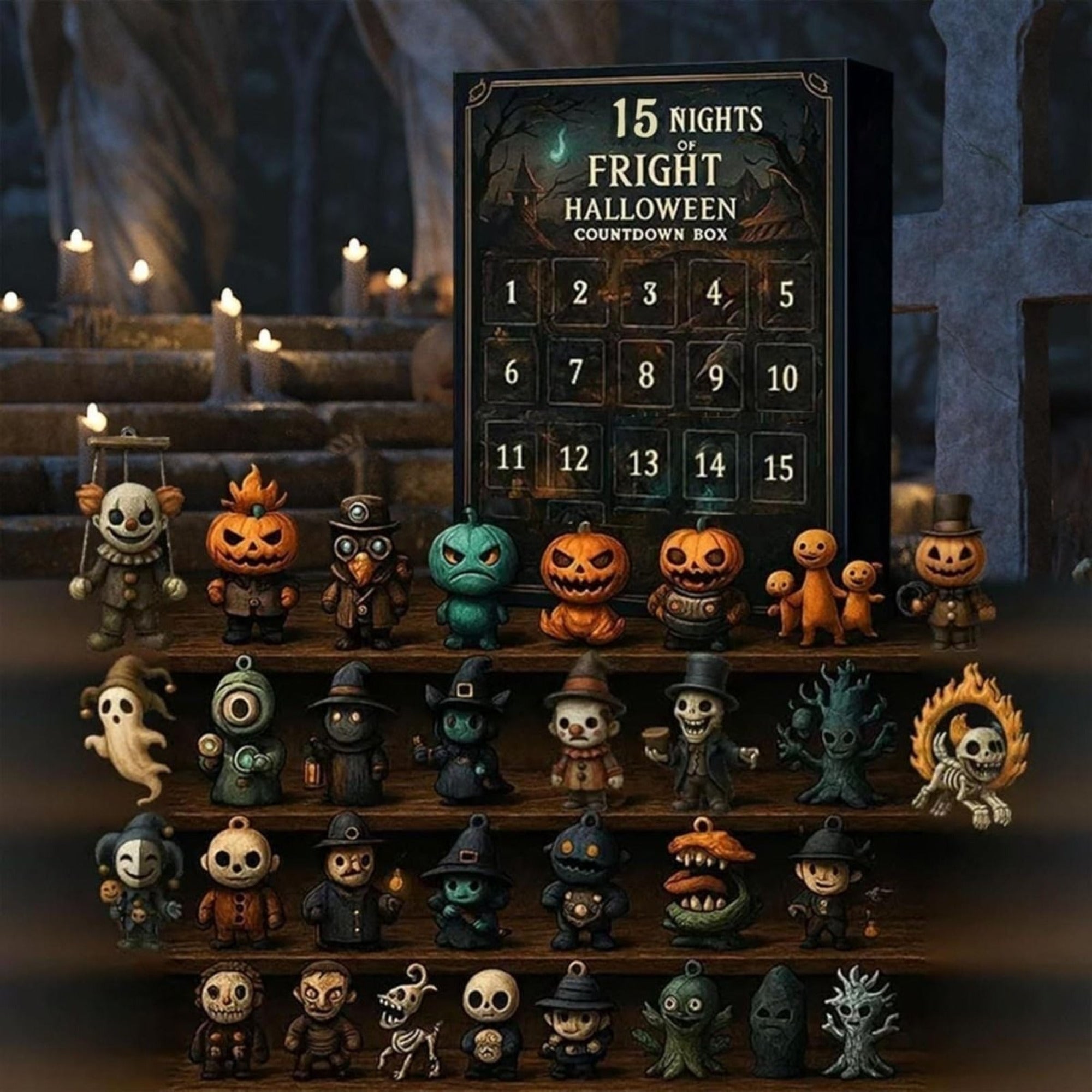 Halloween Advent Calendar Countdown Decor With Collectible Figurines For Daily Reveal - Image 3