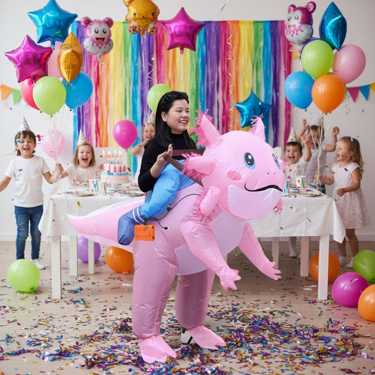 Halloween Costume Inflatable Axolotl With Battery-Operated Fan And Full-Body Design - Image 2