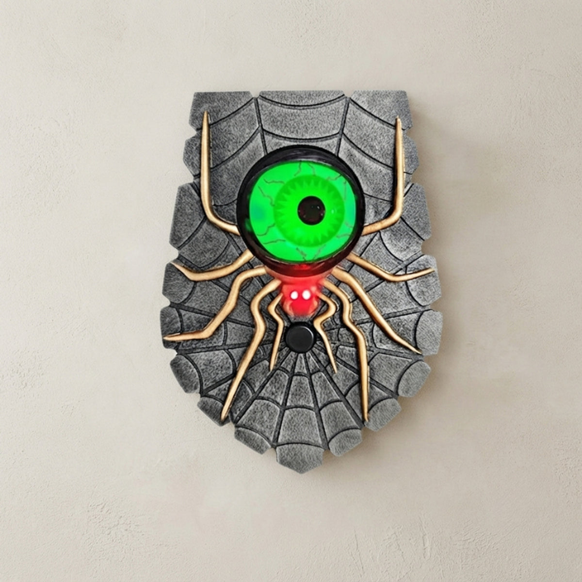 Halloween Decoration Wireless Battery Powered Halloween Doorbell With One Eyed Spider Design And Illuminated Blinking Eye - Image 1