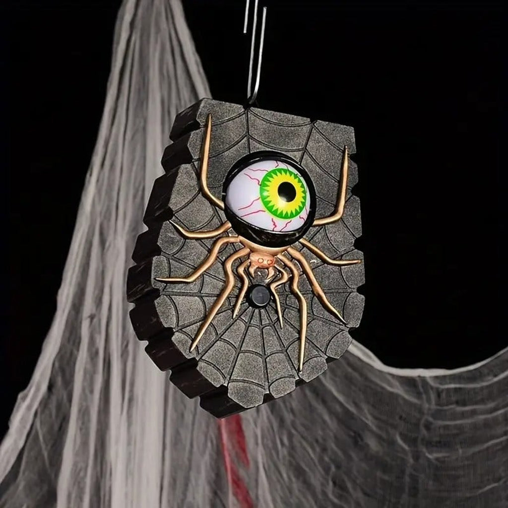 Halloween Decoration Wireless Battery Powered Halloween Doorbell With One Eyed Spider Design And Illuminated Blinking Eye - Image 9