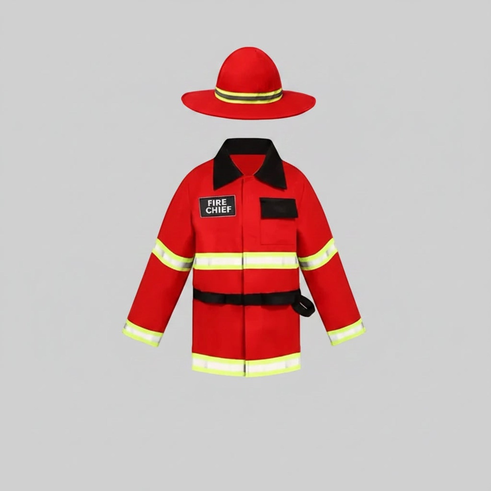 Halloween Firefighter Costume For Boys With Fire Chief Badge And Reflective Stripes - Image 1
