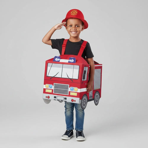 Halloween Firefighter Costume For Boys With Fire Chief Badge And Reflective Stripes - Image 3