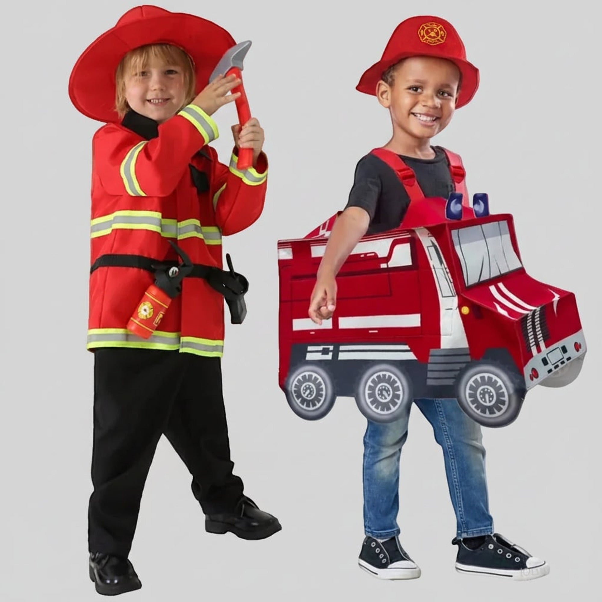 Halloween Firefighter Costume For Boys With Fire Chief Badge And Reflective Stripes - Image 5