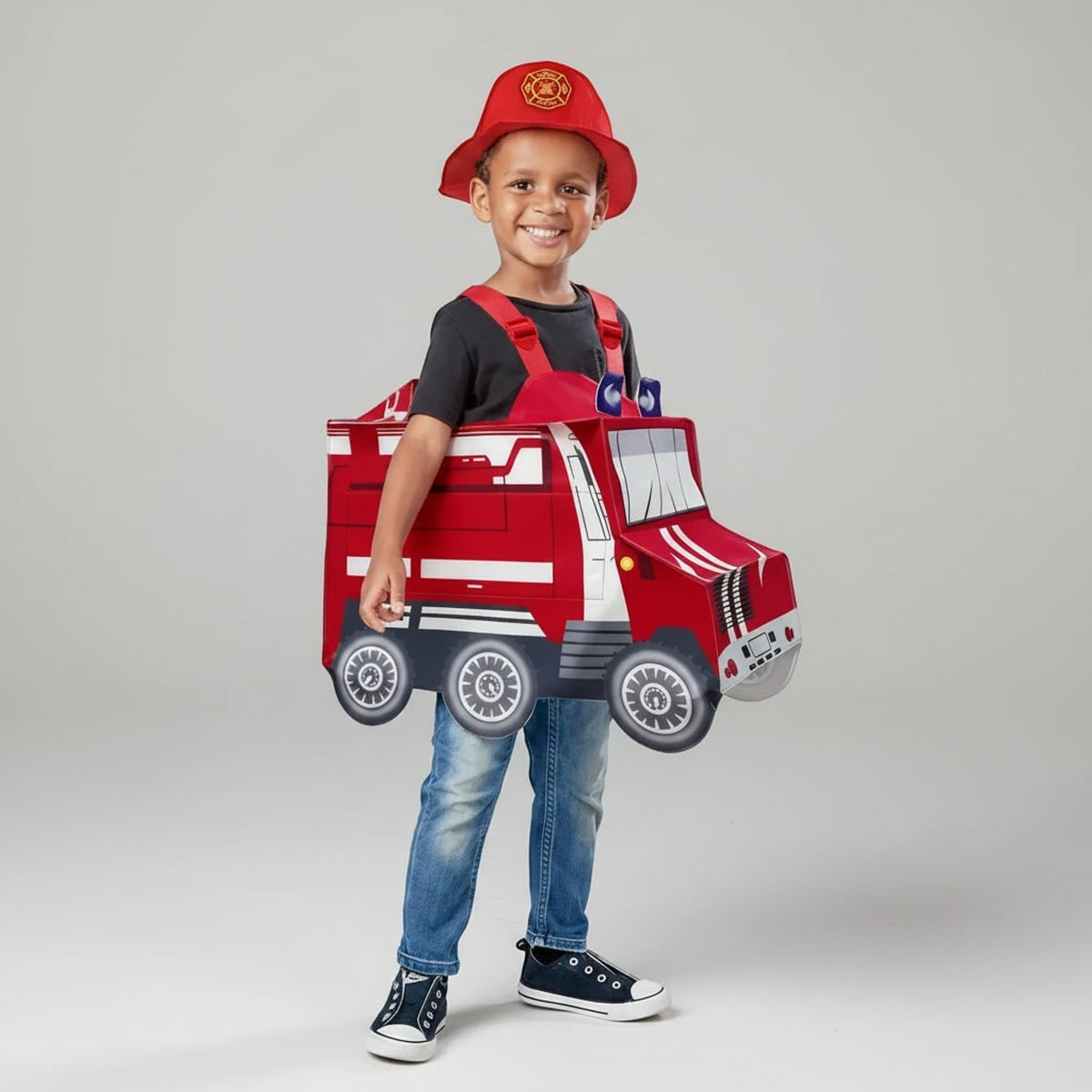 Halloween Firefighter Costume For Boys With Fire Chief Badge And Reflective Stripes - Image 4