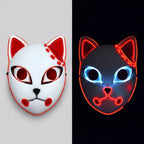 Halloween Fox Mask Men's LED Kitsune With Light-Up Japanese Demon Design For Cosplay Party Costume - Image 1