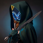 Halloween Fox Mask Men's LED Kitsune With Light-Up Japanese Demon Design For Cosplay Party Costume - Image 13