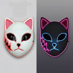 Halloween Fox Mask Men's LED Kitsune With Light-Up Japanese Demon Design For Cosplay Party Costume - Image 2