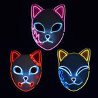 Halloween Fox Mask Men's LED Kitsune With Light-Up Japanese Demon Design For Cosplay Party Costume - Image 4