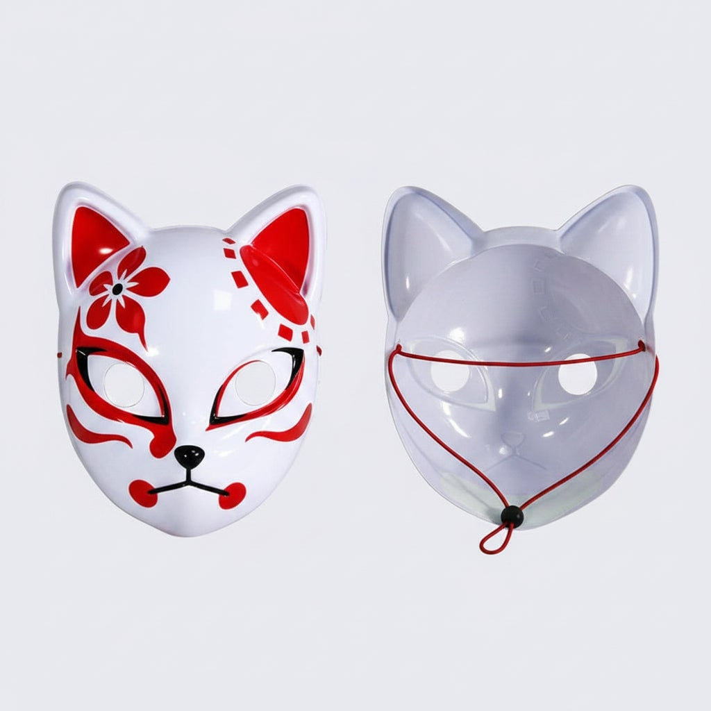 Halloween Fox Mask Men's LED Kitsune With Light-Up Japanese Demon Design For Cosplay Party Costume - Image 8