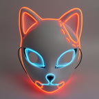 Halloween Fox Mask Men's LED Kitsune With Light-Up Japanese Demon Design For Cosplay Party Costume - Image 9