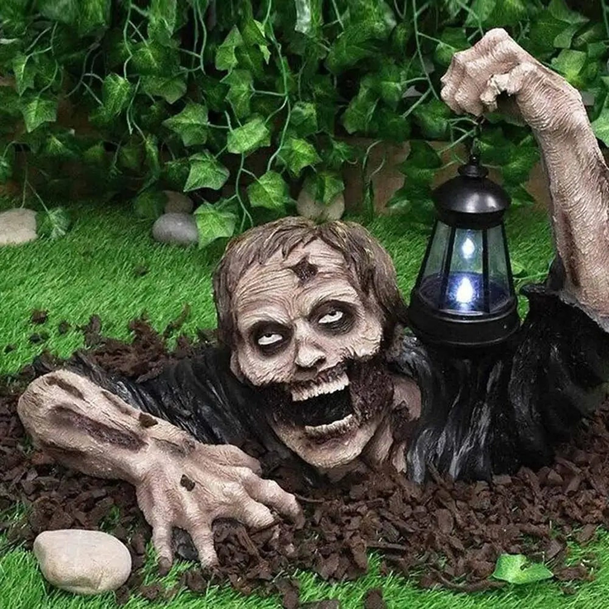Halloween Garden Decoration Zombie Statue With Integrated LED Light For Outdoor Decor - Image 3