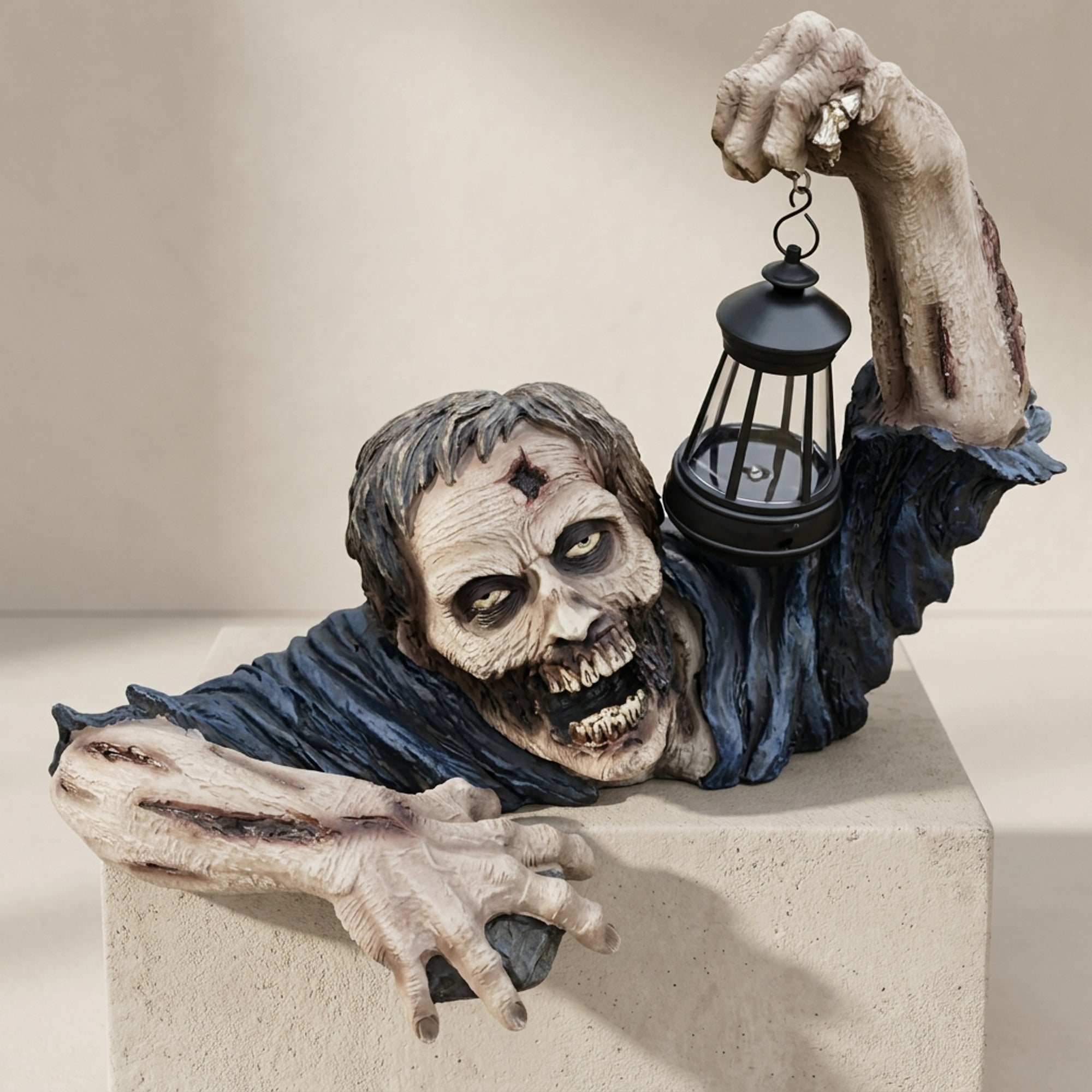 Halloween Garden Decoration Zombie Statue With Integrated LED Light For Outdoor Decor - Image 1