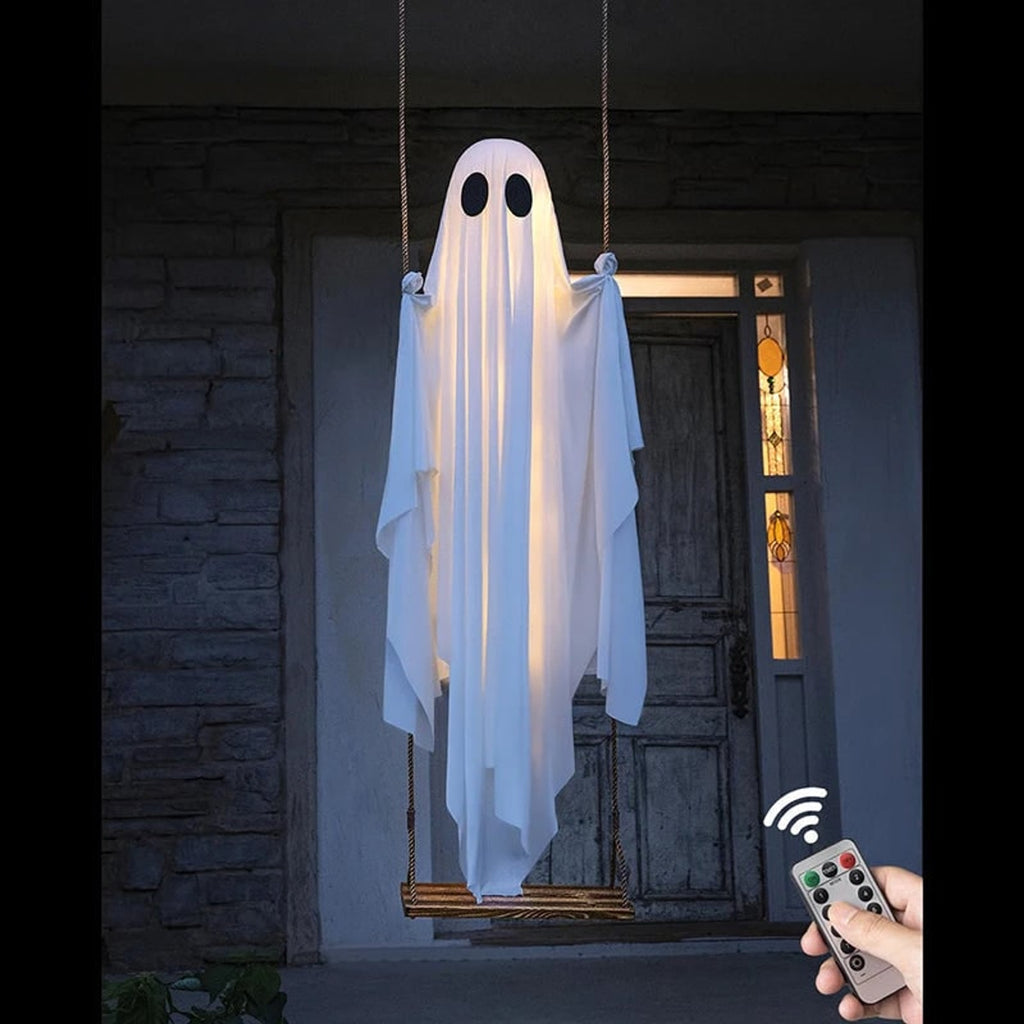 Halloween Ghost Decoration Swinging With LED Battery Operated Lights Remote Controlled Outdoor Decor Free-Swinging Hanging Design - Image 2