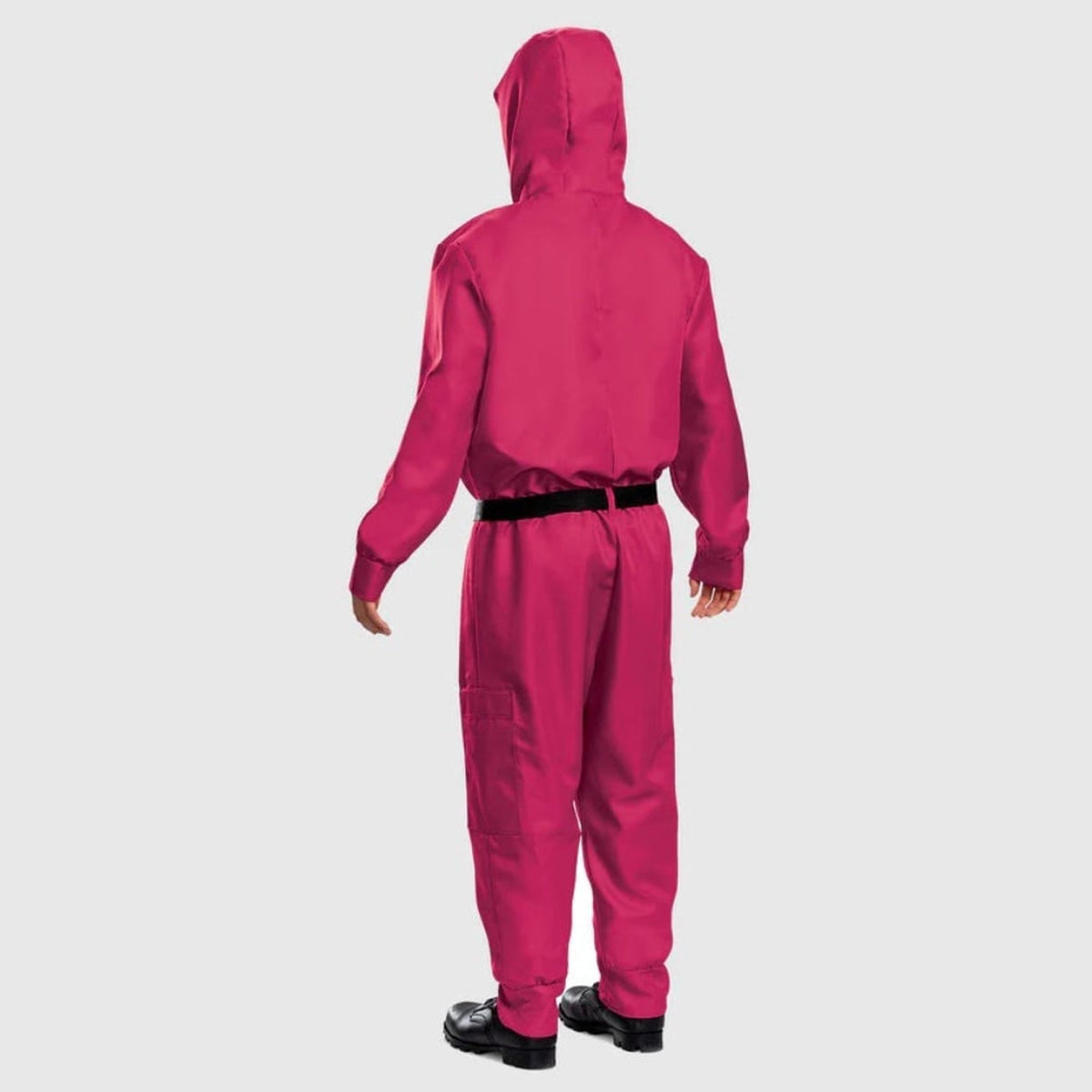 Halloween Jumpsuit Costume Pink Hooded With Black Belt And Front Zipper - Image 5