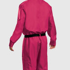 Halloween Jumpsuit Costume Pink Hooded With Black Belt And Front Zipper - Image 6