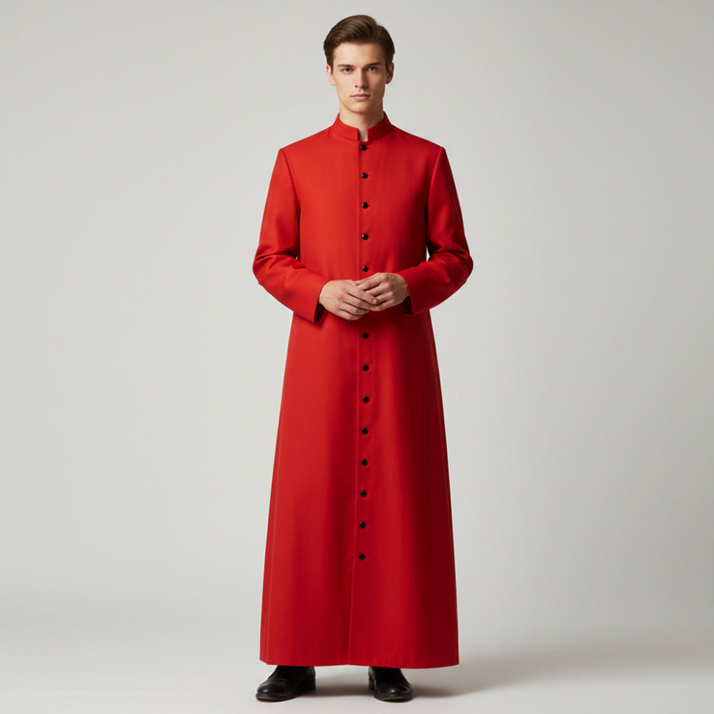 Halloween Priest Costume Cassock Robe With Authentic Ecclesiastical Button Front And Ankle-length Silhouette - Image 1