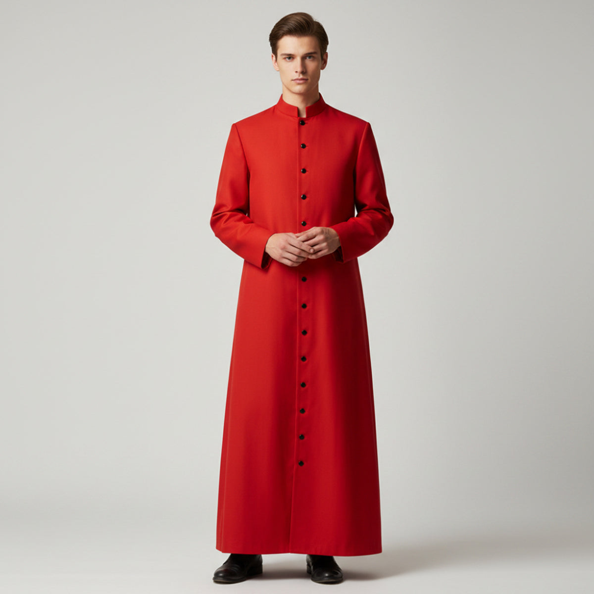 Halloween Priest Costume Cassock Robe With Authentic Ecclesiastical Button Front And Ankle-length Silhouette - Image 1