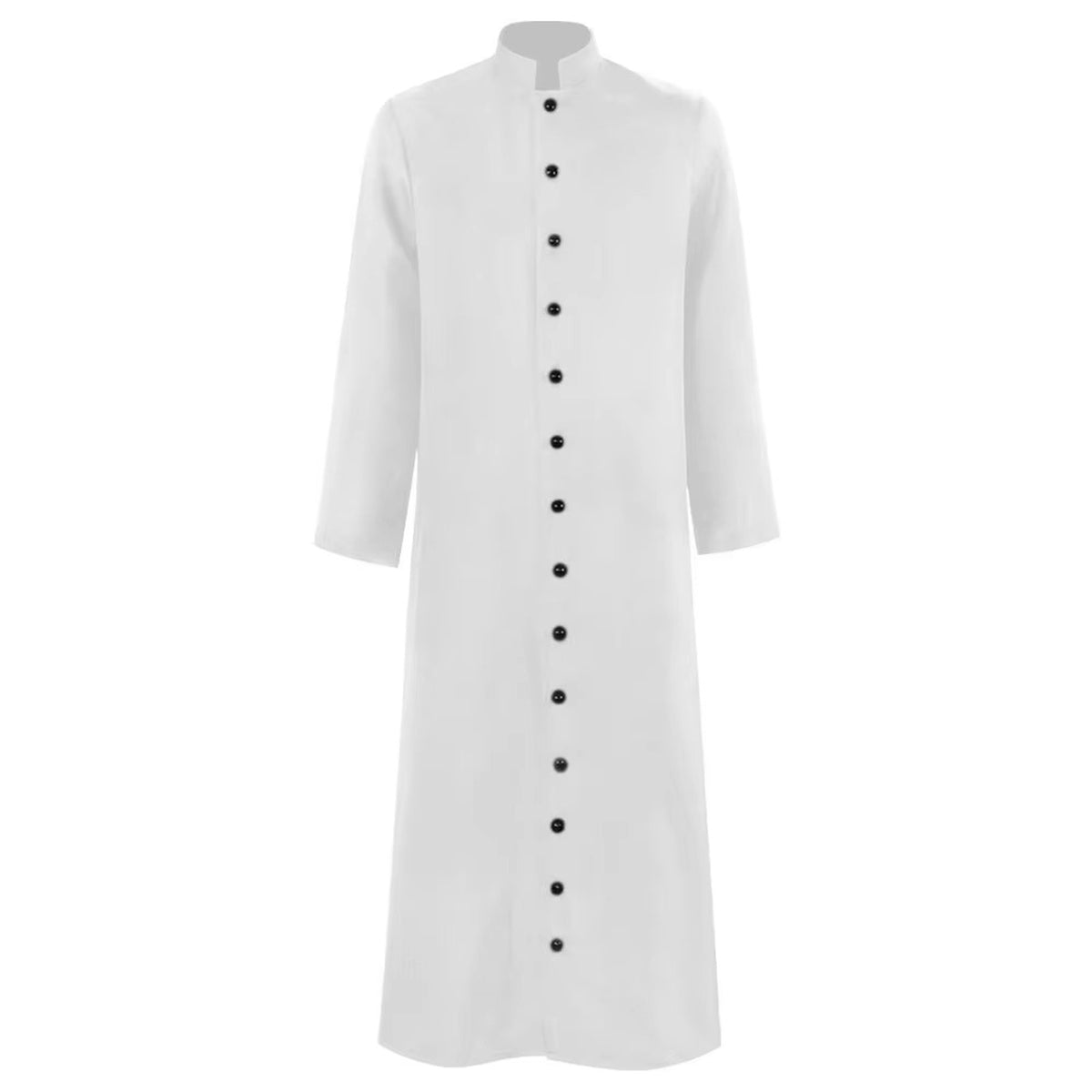 Halloween Priest Costume Cassock Robe With Authentic Ecclesiastical Button Front And Ankle-length Silhouette - Image 2