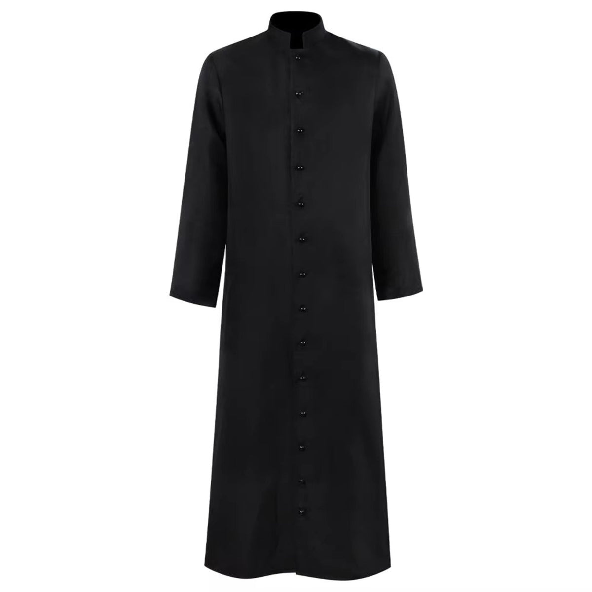 Halloween Priest Costume Cassock Robe With Authentic Ecclesiastical Button Front And Ankle-length Silhouette - Image 4