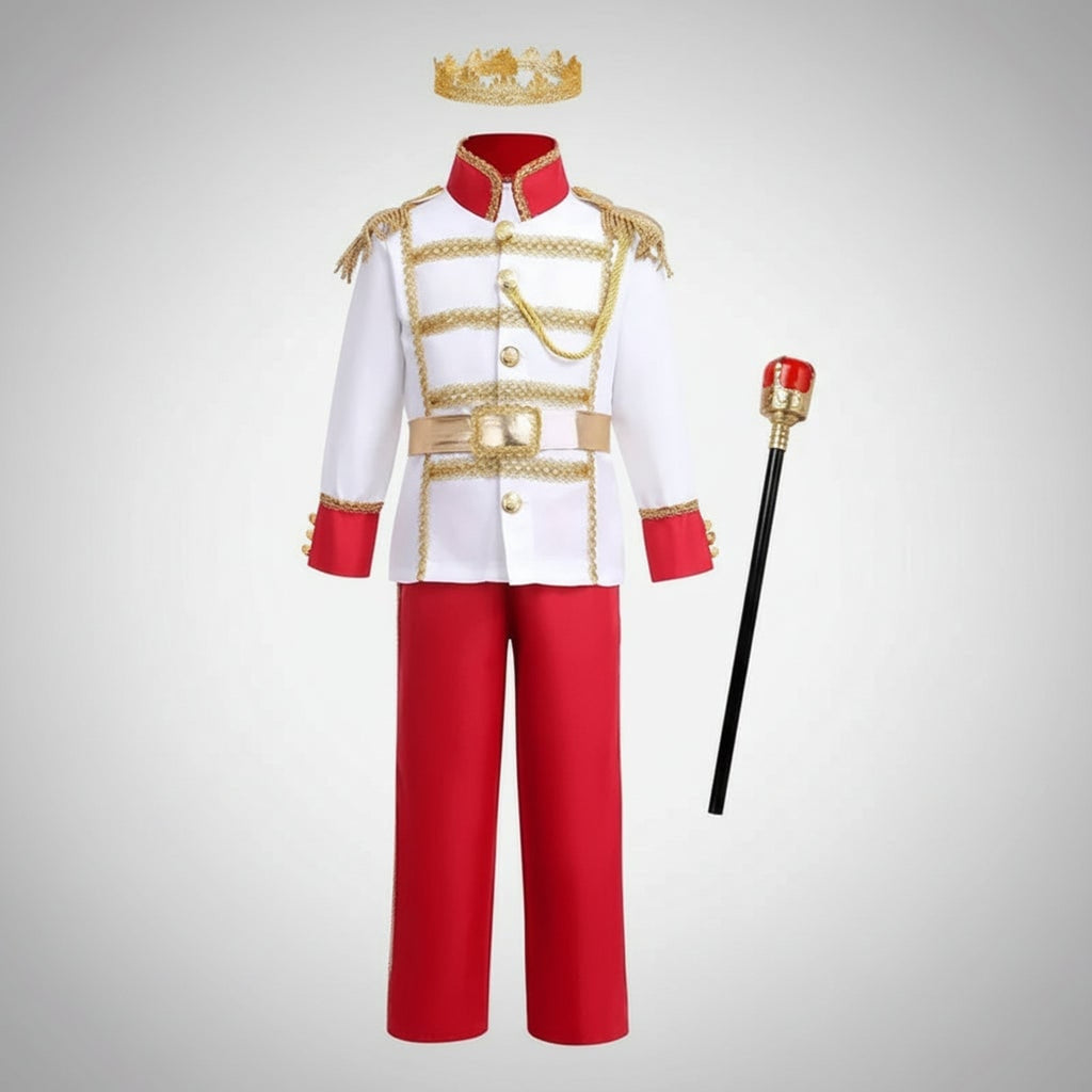 Halloween Prince Costume For Boys With Crown And Scepter Complete Royal Transformation Suit - Image 1