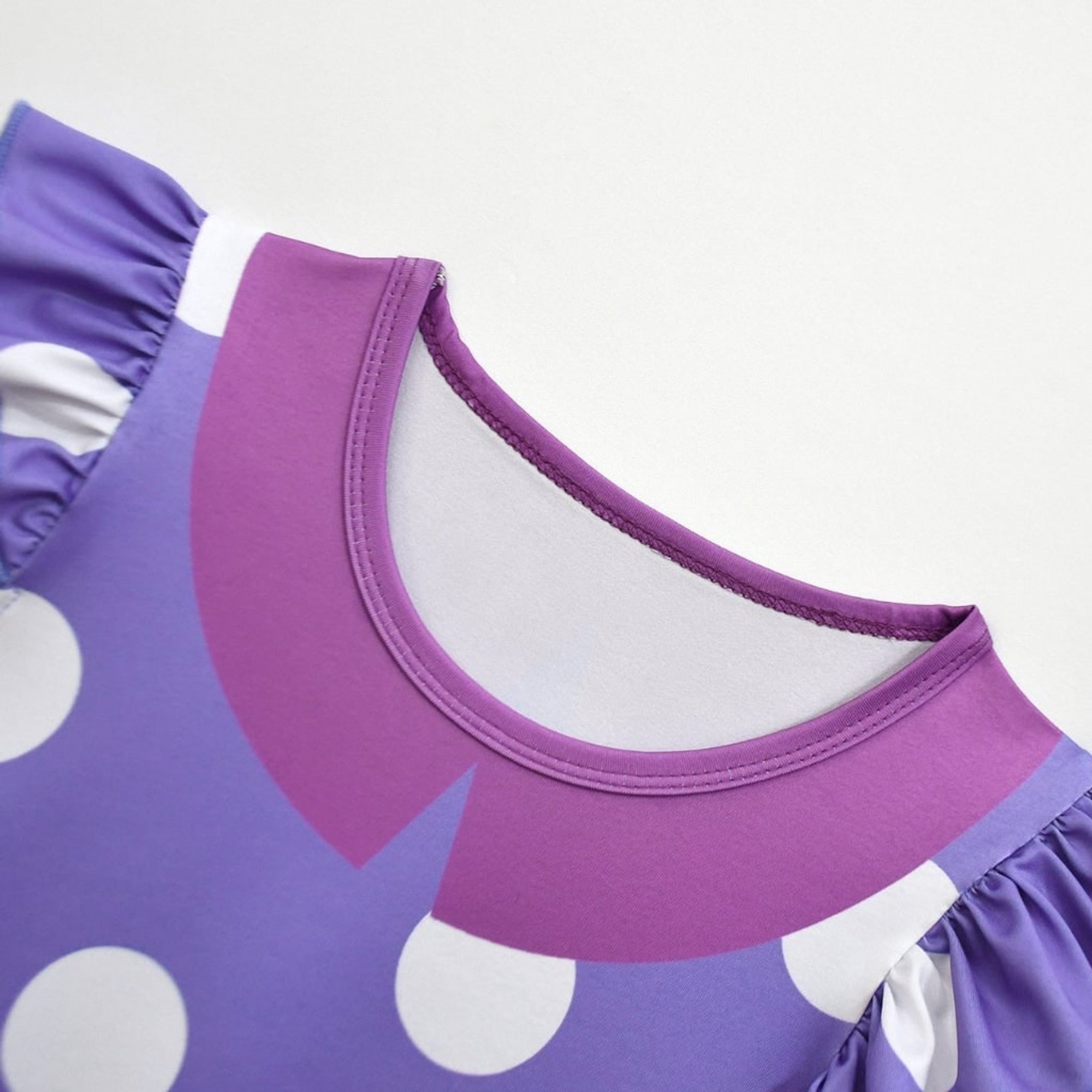 Halloween Princess For Purple Polka Dot A-Line Costume With Flutter Sleeves Soft Durable Fabric For Easy Slip-On All-Day Wear - Image 5