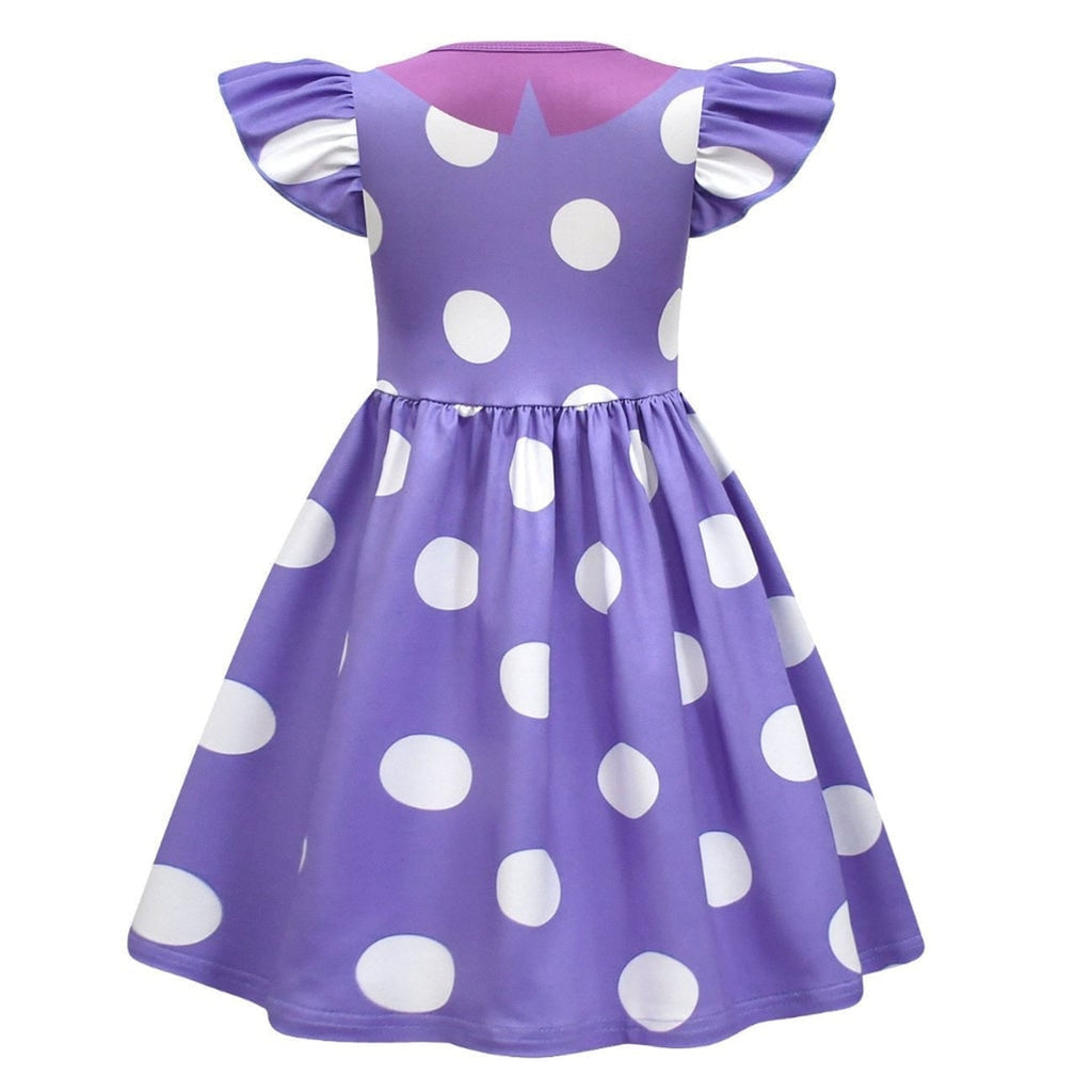 Halloween Princess For Purple Polka Dot A-Line Costume With Flutter Sleeves Soft Durable Fabric For Easy Slip-On All-Day Wear - Image 4