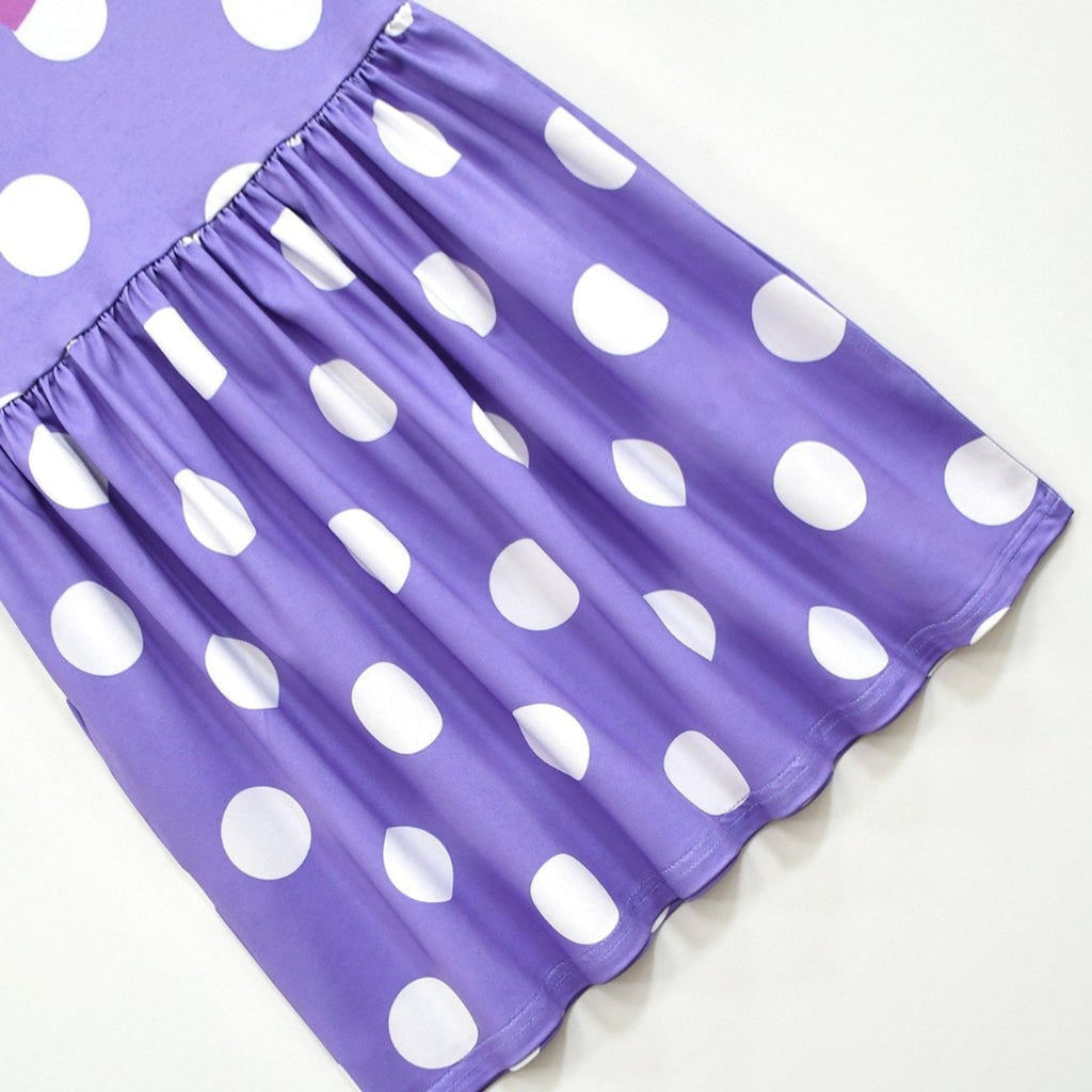 Halloween Princess For Purple Polka Dot A-Line Costume With Flutter Sleeves Soft Durable Fabric For Easy Slip-On All-Day Wear - Image 6