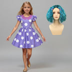 Halloween Princess For Purple Polka Dot A-Line Costume With Flutter Sleeves Soft Durable Fabric For Easy Slip-On All-Day Wear - Image 2