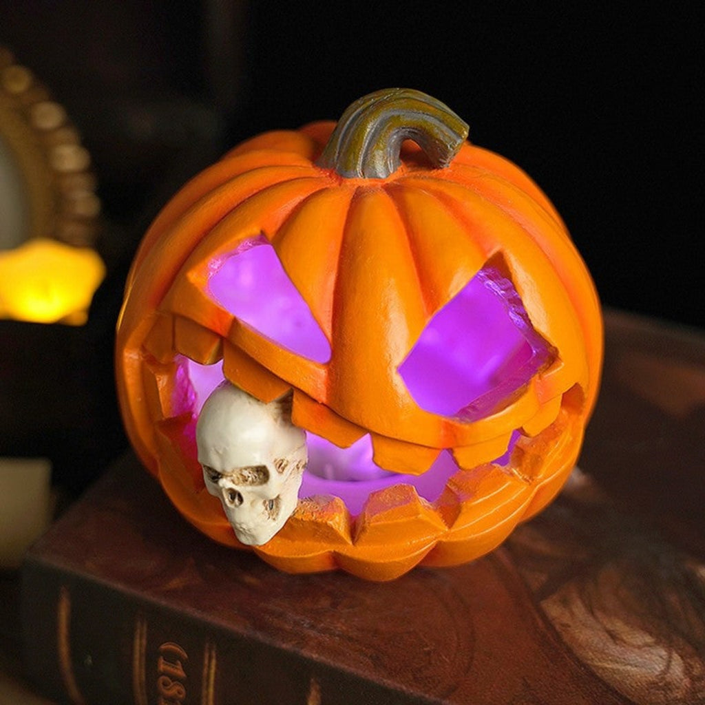 Halloween Pumpkin Decoration Decor Realistic Skull Jack O'Lantern - Image 3