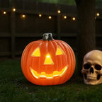 Halloween Pumpkin LED Light Battery Operated Orange Plastic Lantern With Warm Glow For Decor - Image 2