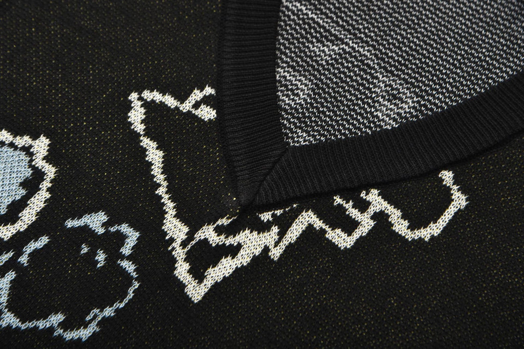 Halloween Sweater with Relaxed Knitted Fit and V-Neck - Image 1