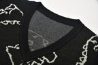 Halloween Sweater with Relaxed Knitted Fit and V-Neck - Image 4
