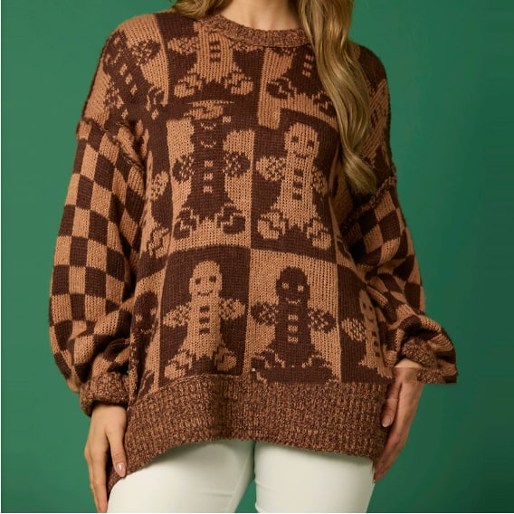 Halloween Sweater with Relaxed Knitted Pullover and Ghost Pattern - Image 3