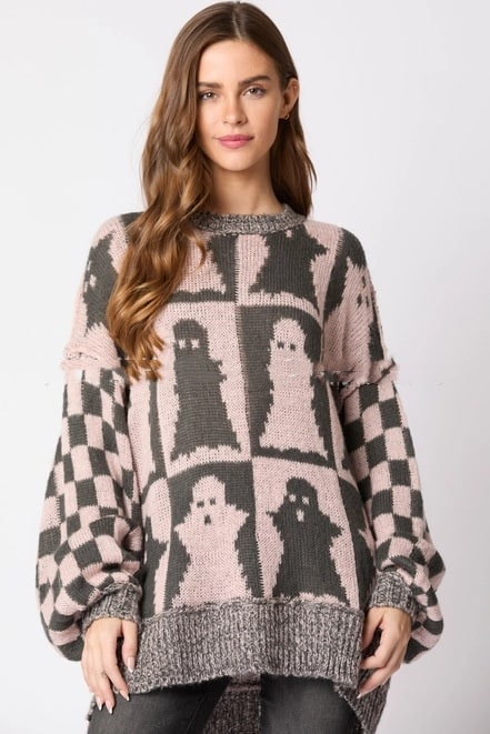 Halloween Sweater with Relaxed Pullover Fit and Crew Neck - Image 1