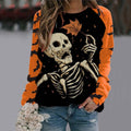 Halloween Sweatshirt with Relaxed Pullover Fit and Cartoon Print - Image 2