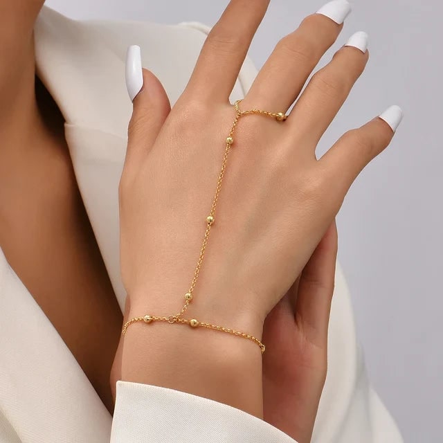 Hand Chain Bracelet with Adjustable Wrist Band and Finger Ring - Image 10