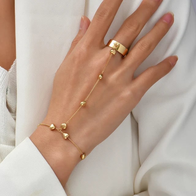 Hand Chain Bracelet with Adjustable Wrist Band and Finger Ring - Image 12
