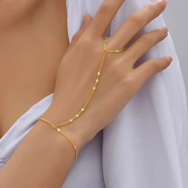 Hand Chain Bracelet with Adjustable Wrist Band and Finger Ring - Image 7